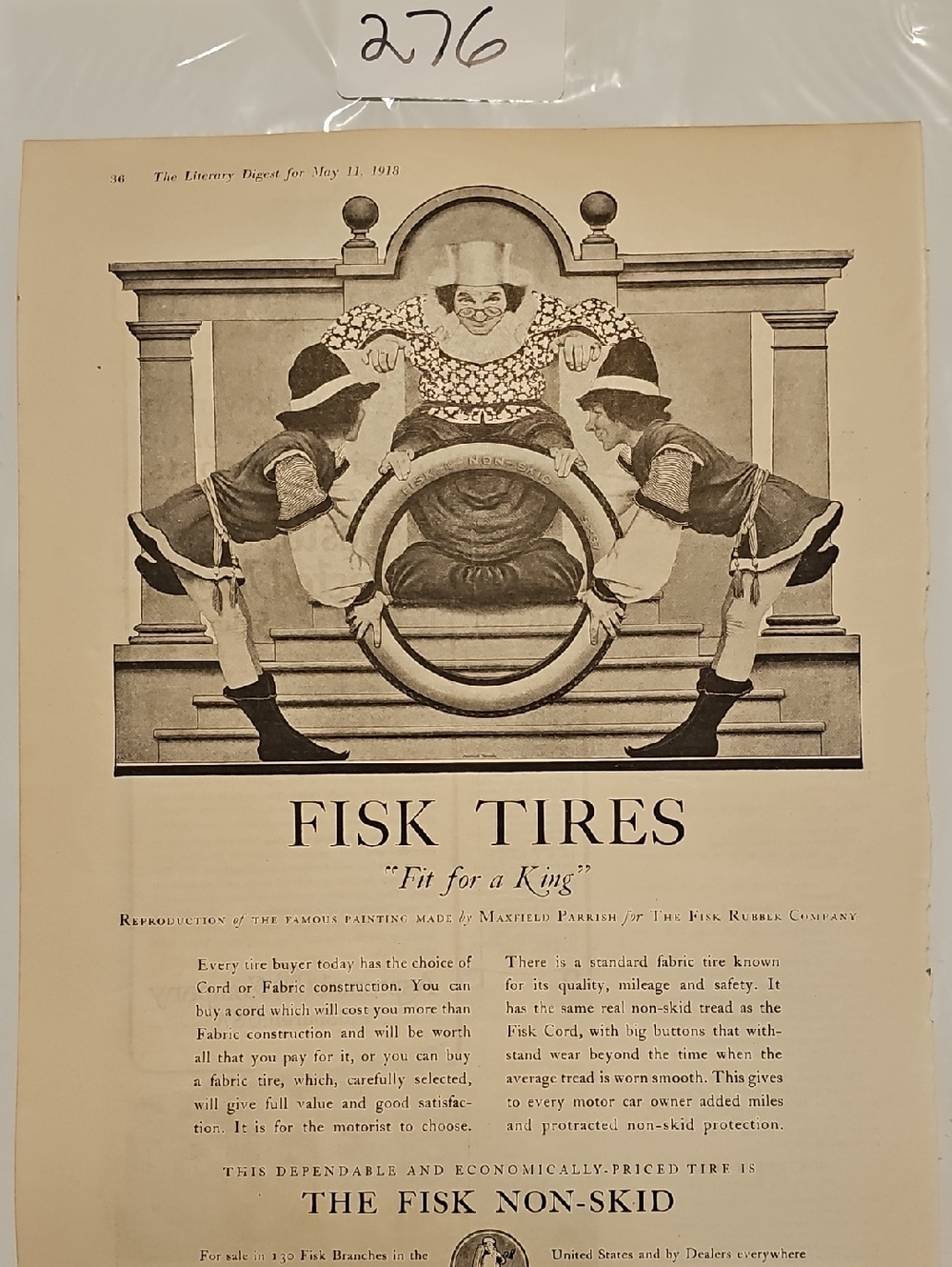 Vintage Advertisement - Fisk Tires With Maxfield Parrish Print.
